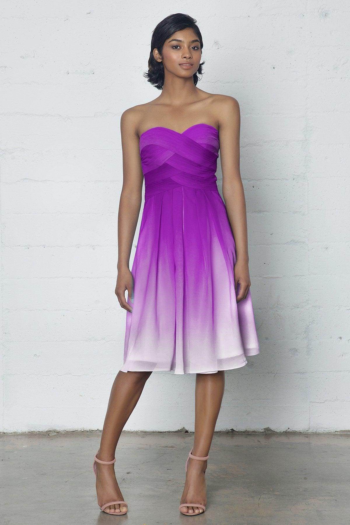 Sheath-Column Knee Length Chiffon Ombre Dress COZF17007 - COCOMELODY